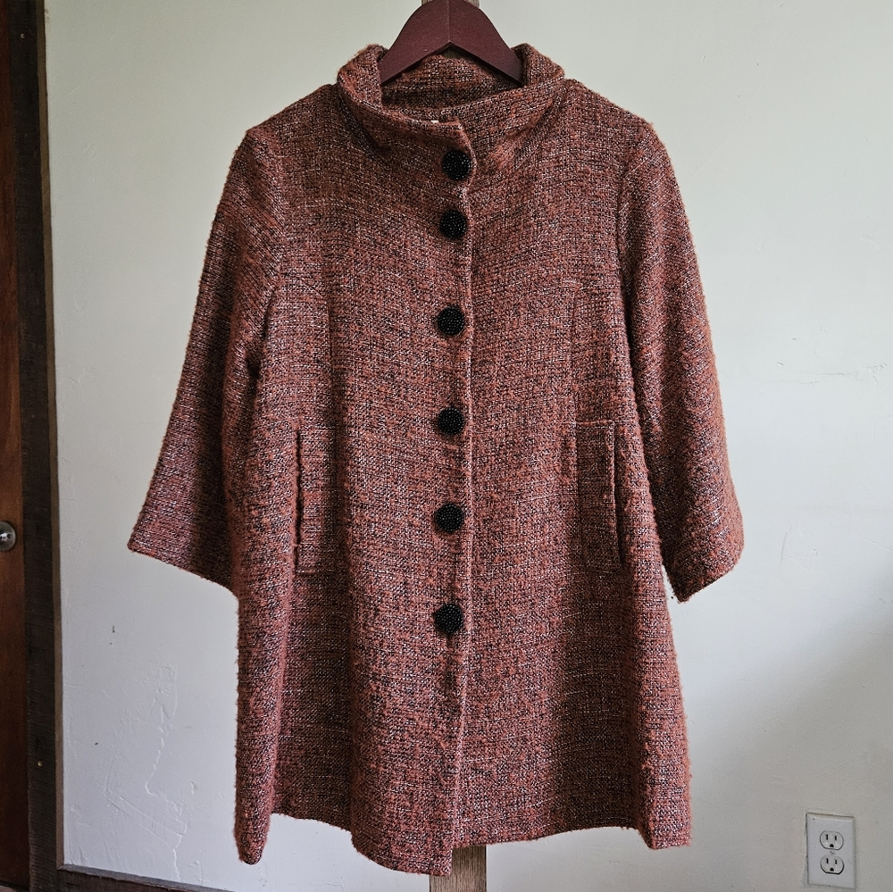Chalet orange and black tweed coat size small